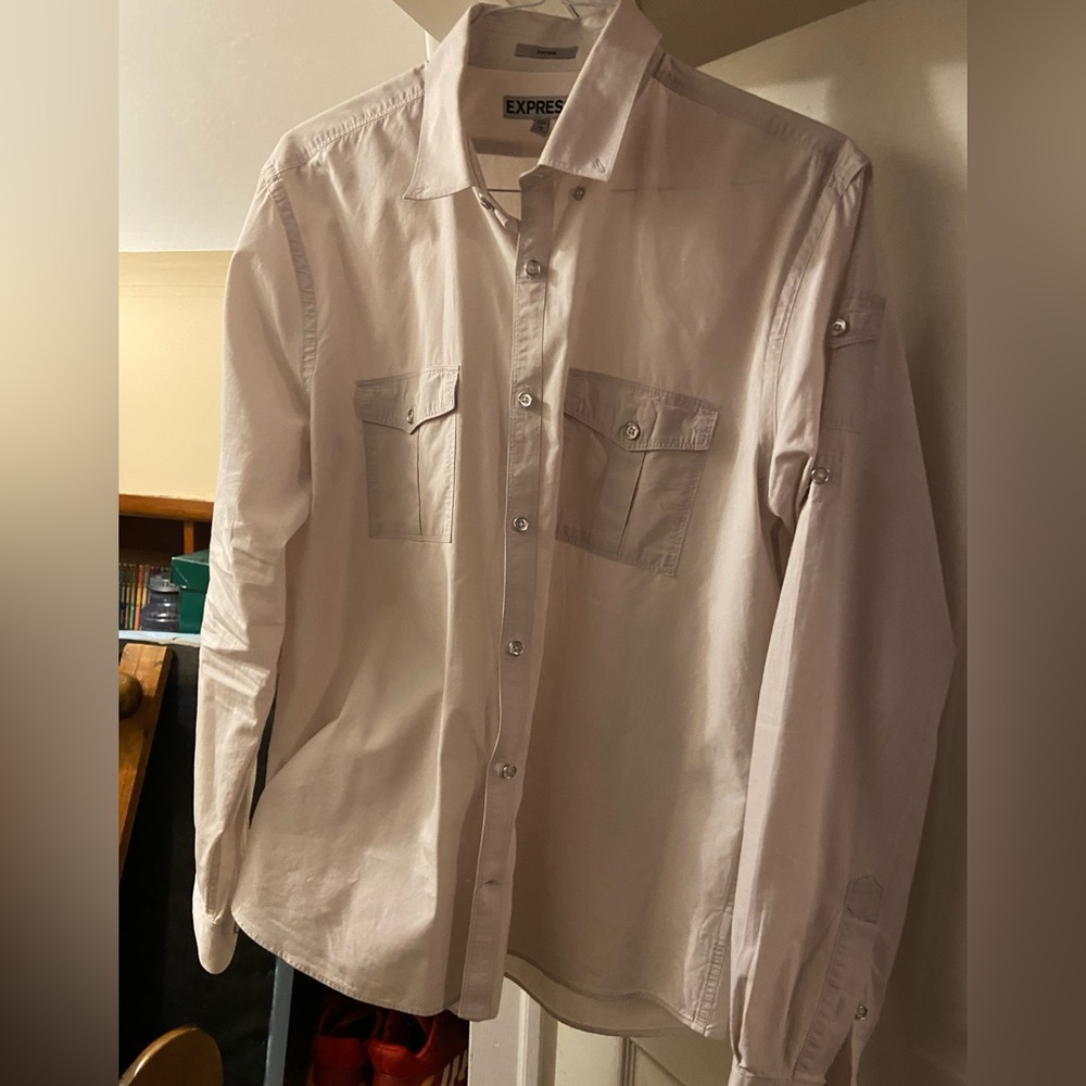 MENS EXPRESS BUTTON DOWN DRESS SHIRT SLIM FIT XL